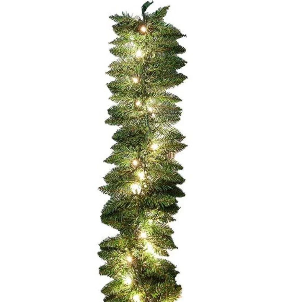 9Ft Artificial Christmas Garland Prelit w/ 50 Count Light, Christmas Decorations